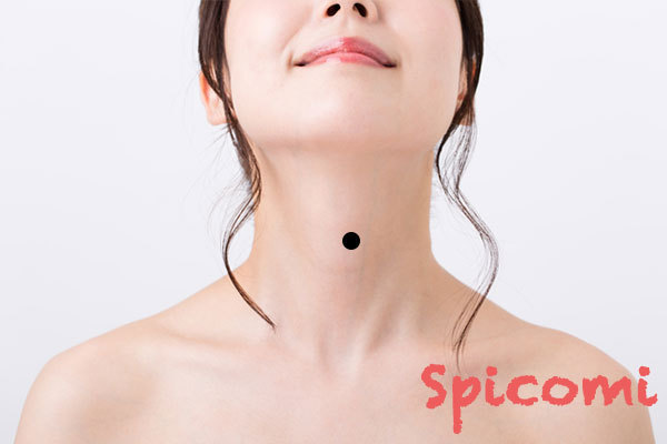 のど仏上にあるほくろ