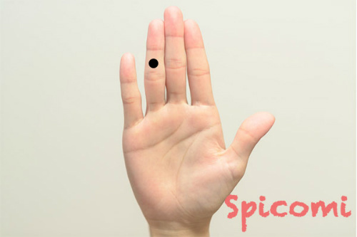 右手薬指の第二関節より上のほくろ