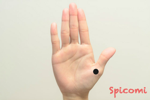 右手親指付け根の手の平側のほくろ