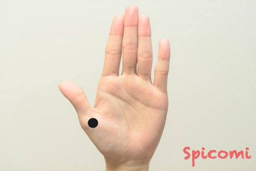 左手親指付け根の手の平側のほくろ