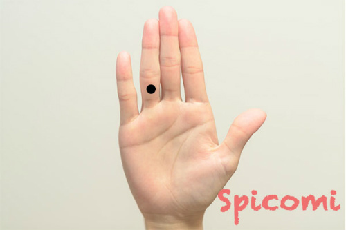 右手薬指の第三関節より上のほくろ