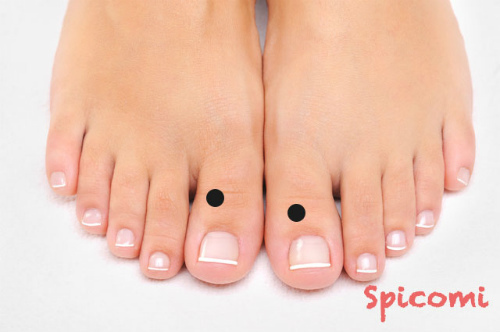 左右の足の親指のほくろ