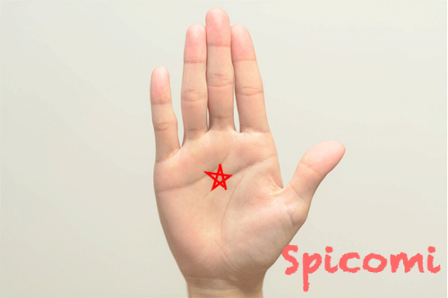 右手に五芒星がある