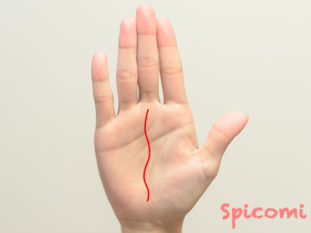 右手の運命線が曲がっている・カーブ状