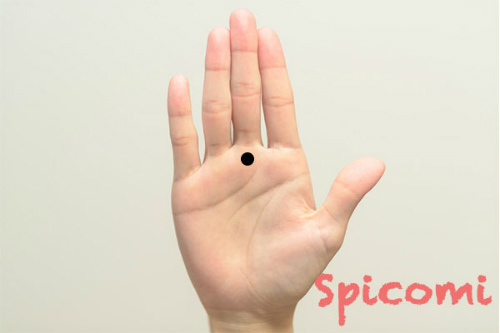 右手中指の付け根(土星丘)のほくろ