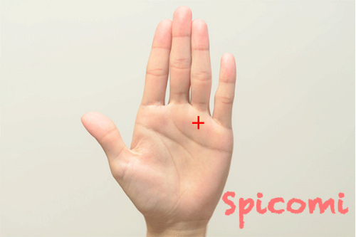 クロス（十字紋・バツ印）が薬指の下（太陽丘）にある