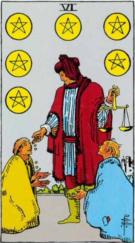 タロット　小アルカナ　タロット占い　タロットカード　ペンタクル6