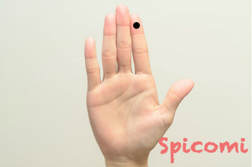 右手人差し指の第一関節より上のほくろ