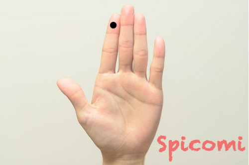 左手人差し指の第一関節より上のほくろ