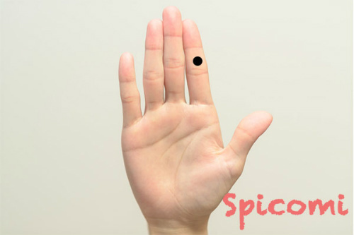 右手人差し指の第二関節より上のほくろ