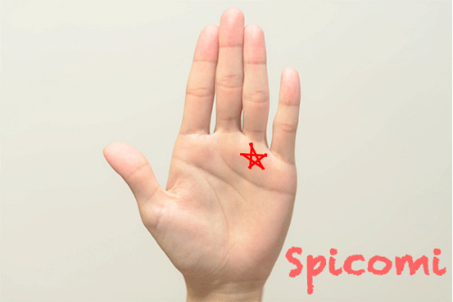 五芒星が太陽丘（薬指の下）にある