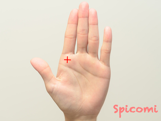 人差し指の下の十字線(バツ)