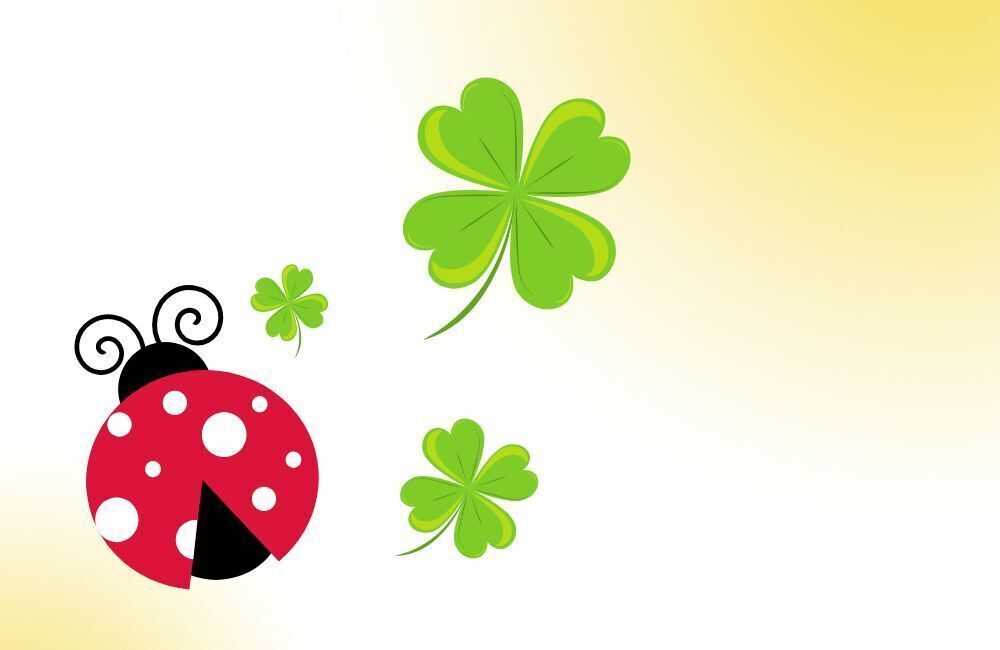 てんとう虫 四葉のクローバー イラスト